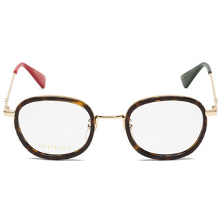 GUCCI 古驰 eyewear 中性款近视眼镜框 男女光学镜架 金属复古圆框眼镜 GG0111O-002 哈瓦那镜框 47mm