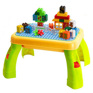 爸爸妈妈（babamama）儿童积木拼装玩具 49块大颗粒塑料拼插多功能积木桌 数字乐园