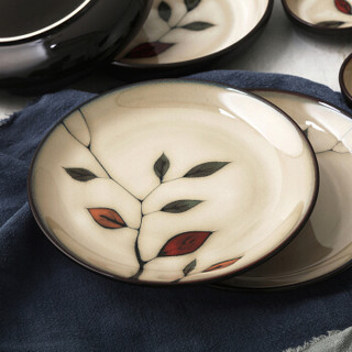佳佰 餐具套装韩式 陶瓷碗碟套装 中式家用竹叶系列18头餐具微波炉适用釉下彩京东自营