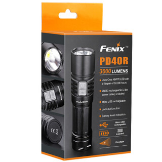 FENIX 菲尼克斯 强光远射手电筒 户外照明专用坚固手电筒 PD40R黑色3000流明