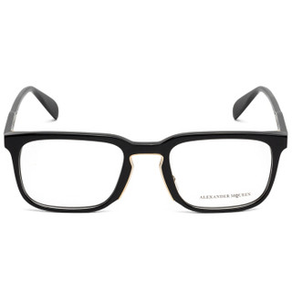 亚历山大·麦昆Alexander McQueen eyewear 男光学镜架 黑色框金色鼻梁夹片 AM0079O-003 54mm