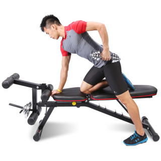 力动（RIDO）多功能哑铃凳仰卧板健身器材 仰卧起坐健腹肌板 家用运动卧推平板椅TD50+30kg哑铃 ZS