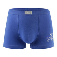 SEPTWOLVES 七匹狼 内裤男 棉质男士平角裤大弹力纯色四角裤中腰舒适透气男式裤头 4条礼盒装 97115- L 黑色系 蓝色系 灰色系