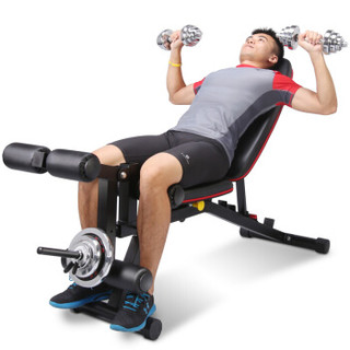 力动（RIDO）多功能哑铃凳仰卧板健身器材 仰卧起坐健腹肌板 家用运动卧推平板椅TD50+20kg哑铃 ZS