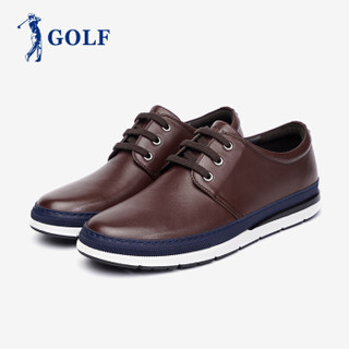 GOLF 高尔夫 男士系带日常平底百搭低帮潮流商务休闲牛皮鞋子 GM1717163 棕色 42