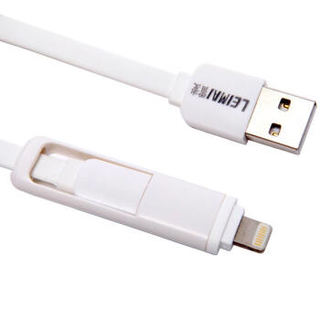 雷麦（LEIMAI）二合一苹果/安卓数据线充电线 适用于iPhone7/7P/6s/6P/三星/小米/华为 白色