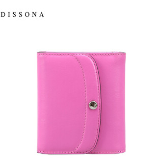 DISSONA 欧美时尚简约短款迷你牛皮女钱包 8152C20503R08 桃红色
