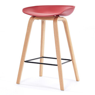 佳匠 欧式高脚凳现代简约酒吧椅创意咖啡厅前台吧台凳子 红色（65cm）