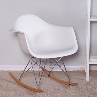 百思宜 创意设计师椅子休闲阳台摇椅躺椅时尚伊姆斯摇椅 逍靠背遥椅懒人椅   白色