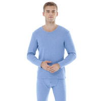 Hodohome 红豆居家 男士秋衣秋裤红豆绒圆领色纺磨毛保暖内衣套装 7255/256 碧蓝 185/110