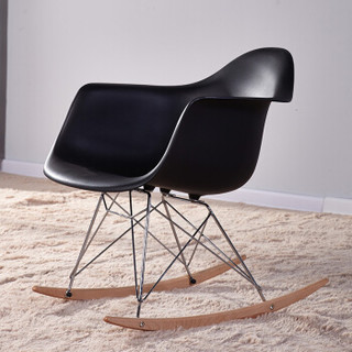 百思宜 创意设计师椅子休闲阳台摇椅躺椅时尚伊姆斯摇椅 逍靠背遥椅懒人椅 黑色
