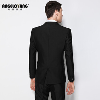 安其罗扬（ANGELOYANG）西服套装男 韩版商务休闲职业装修身男士西装套装 1402 黑色 M/170A