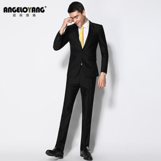 安其罗扬（ANGELOYANG）西服套装男 韩版商务休闲职业装修身男士西装套装 1402 黑色 M/170A