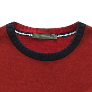ZHAN DI JI PU 针织毛衣 男士圆领套头打底毛衣休闲长袖线衣 15370 红色 M