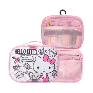 日本凯蒂猫（Hello Kitty）洗漱包户外大容量旅行包化妆包女士便携出差防水化妆品收纳包 可爱粉