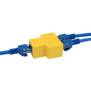 星遥博（Cinyobo）CYB-ST01-1 网线一分二直通头 RJ45屏蔽三通头分线器连接器网络网线对接延长转接头 黄色