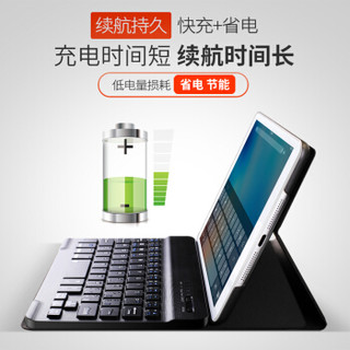 毕亚兹 无线蓝牙键盘轻薄皮套 9.7英寸 2018/7新款ipad平板电脑保护套 ipad air1/2商务皮套  PB45-睿智黑