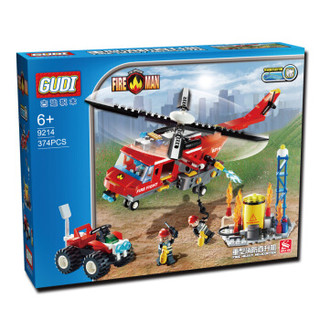 新乐新 古迪积木 消防系列 GD9214重型消防直升机 儿童积木玩具 男孩拼装玩具 益智拼装积木