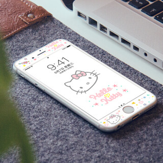 Hello Kitty 苹果8Plus钢化膜 iPhone8Plus碳纤维软边彩膜手机保护贴膜 心心相惜