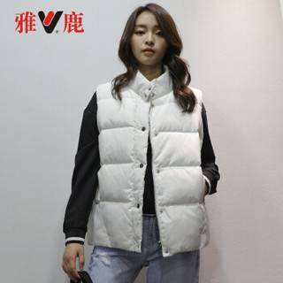 雅鹿 YS6101450 秋冬季韩版时尚修身大码羽绒服女装保暖轻盈短款马甲外套 白色 M
