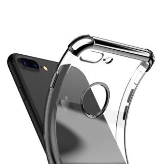 悦可（yueke）苹果8plus/7plus手机壳手机套透明电镀防摔轻薄软壳男女款 适用于iphone8p/7p 5.5英寸 透明黑