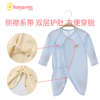 Babyprints 贝瑞加Babyprints新生儿连体衣服婴儿爬爬服宝宝和尚服哈衣内衣纯棉蝴蝶衣春夏装黄色52cm0-3个月