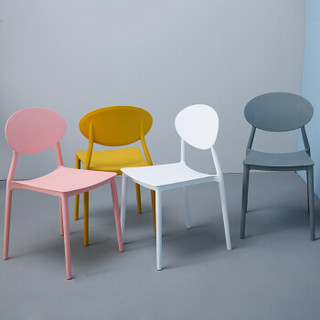 百思宜 北欧现代简易休闲椅 创意家用咖啡厅椅塑料餐椅靠背 灰色