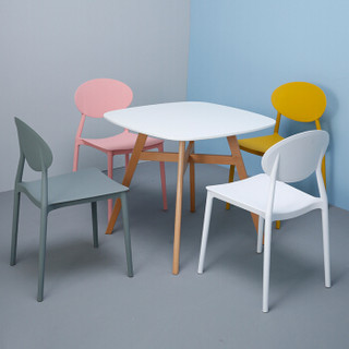 百思宜 北欧现代简易休闲椅 创意家用咖啡厅椅塑料餐椅靠背 深蓝色