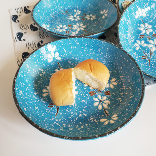 萌可日式陶瓷创意盘子餐具樱花雪花釉手绘碟子汤盘8英寸菜碟4只套装