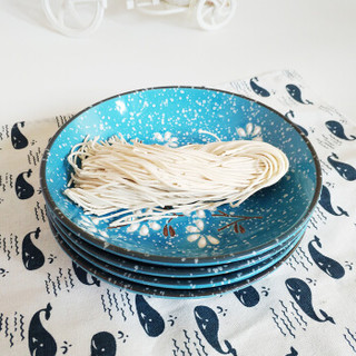 萌可日式陶瓷创意盘子餐具樱花雪花釉手绘碟子汤盘8英寸菜碟4只套装