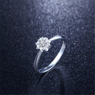 鸣钻国际 钻戒女 白18k金钻石戒指结婚求婚订婚女戒 情侣钻石对戒女款 星空 共约36分
