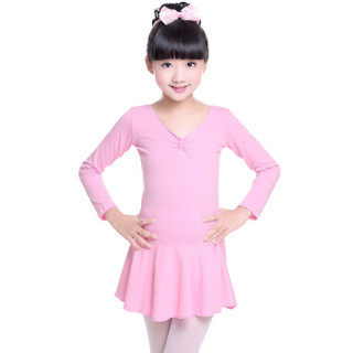 chidong 驰动 儿童舞蹈服女童练功服秋冬长袖考级服装连体服棉芭蕾舞裙粉色XL