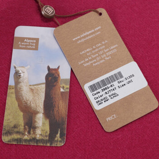 SOL ALPACA 女士枚红色秘鲁原产小羊驼毛大披肩 2003-01 RJ7747 70*200厘米