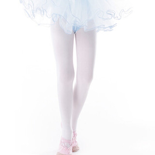 情妮娇 女童芭蕾舞袜舞蹈袜儿童连裤袜打底裤袜练功袜天鹅绒丝袜 白色S码