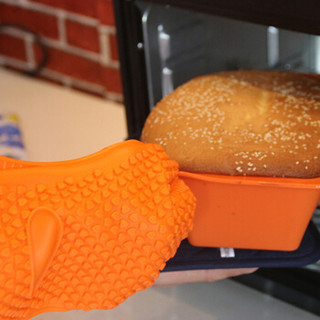 奥美优 隔热硅胶手套微波炉耐高温手套 烘焙手套烤箱烤炉烤盘用手套 绿色 AMY1407