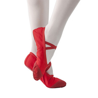情妮娇 成人幼儿童舞蹈鞋软底练功鞋女童猫爪鞋跳舞鞋帆布瑜伽鞋芭蕾舞鞋10款大红色34码
