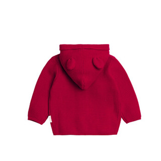 迪士尼(Disney)秋季儿童纯棉毛衣男女宝宝连帽针织外套171S878 大红 110cm