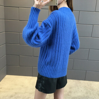 亚瑟魔衣针织衫灯笼袖慵懒风半高领毛衣SH-1711 蓝色 均码
