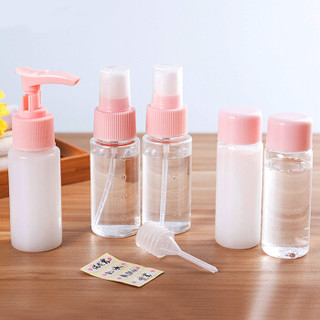 梧桐安安 化妆品喷雾瓶 洗漱包护肤品旅行分装瓶 乳液瓶6件套装 粉色