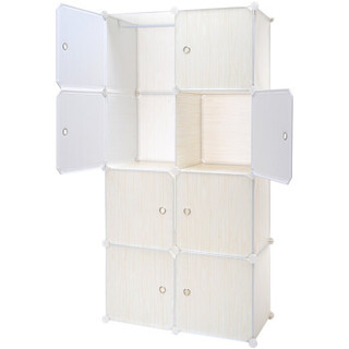 空间优品 简易收纳柜 创意折叠组合衣柜8门6格1挂 木纹