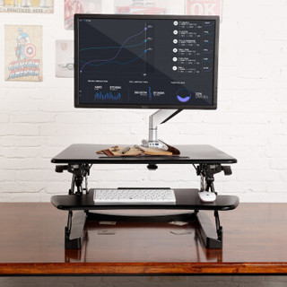 乐歌（Loctek）M1S黑 站立式办公升降台升降桌站着办公电脑桌书桌折叠移动笔记本工作台