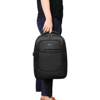 爱登堡电脑包15英寸双肩包男士商务休闲时尚大容量防水学生书包黑色EE1108
