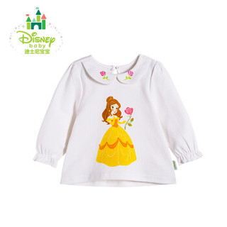 迪士尼(Disney)女童纯棉T恤春秋季女宝宝时尚娃娃领上衣打底衫173S954 米白 80cm(建议身高73-80CM)