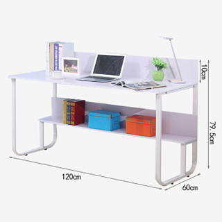 香可台式电脑桌学习桌带储物笔记本书桌办公桌暖白色白架
