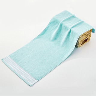 孚日家纺（Sunvim）毛巾A类无荧光 20s精梳棉素色千鸟格2条装礼盒 纯棉毛巾 赠手提袋 蓝色