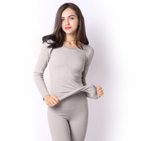 GANGSHA 港莎 保暖内衣女加绒薄毛圈款 无缝美体内衣 弹力打底秋衣秋裤加绒加厚款 女款-靓灰 均码