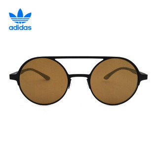 阿迪达斯 adidas 三叶草 男女款金属架太阳镜 复古圆形时尚墨镜 AOM006眼镜 009-000 黑色镜架茶色镜面