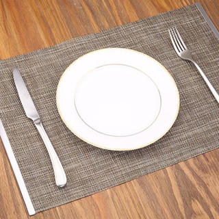 欧烹（L’HOPAN）两片装 pvc餐垫 镶金属条欧式西餐垫 盘垫 碗垫 餐布 餐桌垫 隔热防滑餐垫 OP1014 灰色