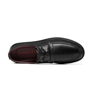 RED DRAGONFLY 红蜻蜓 男鞋时尚商务休闲鞋圆头系带皮鞋 WTA80341/42 黑色 41