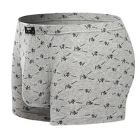 恒源祥 男士内裤 男平脚裤弹力棉印花透气中腰大码U凸囊袋印花四角裤 G0125 L170/95 (黑色、L、平角裤、棉质)